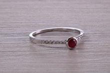 Load image into Gallery viewer, Petite and Dainty Ruby and Diamond Ring