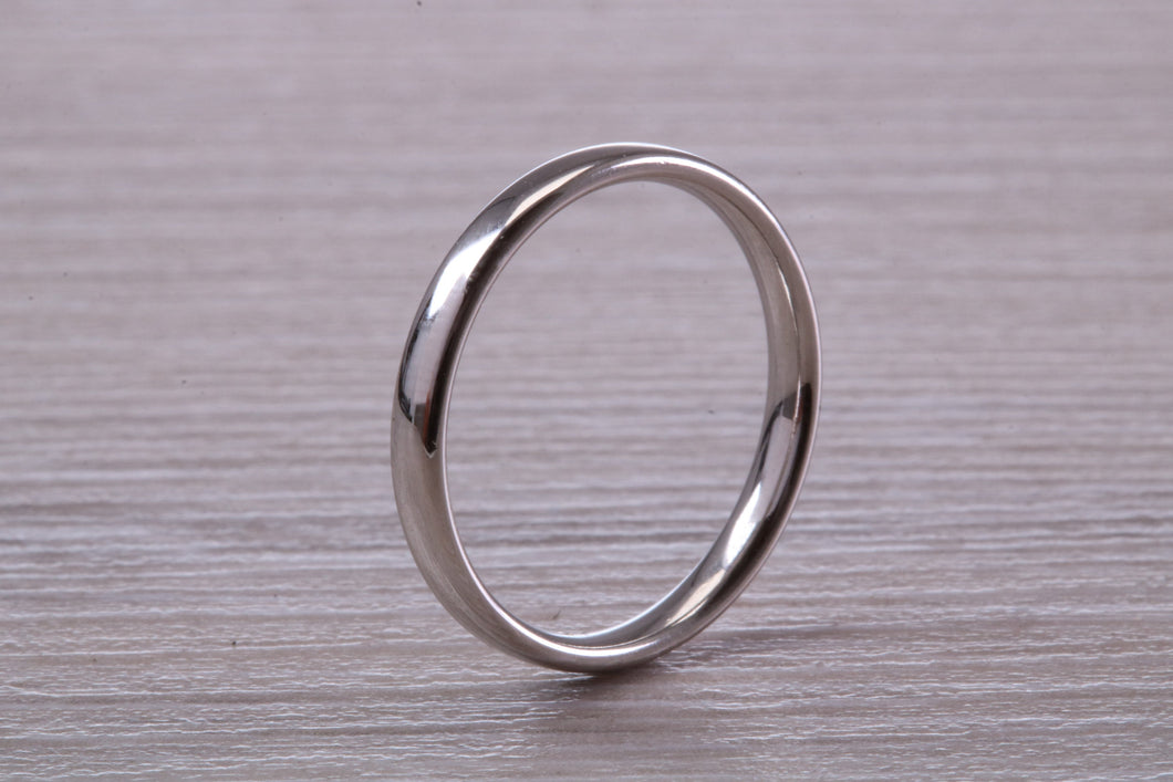Simple Traditional 2 mm wide Court Profile Platinum Band