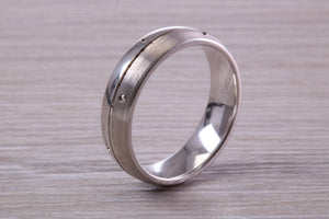 Gents 6 mm Wide Patterned White Gold Band