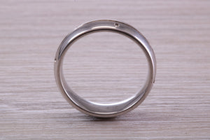 Gents 6 mm Wide Patterned White Gold Band