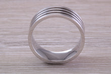 Load image into Gallery viewer, Gents Chunky 8mm Wide Patterned White Gold Band
