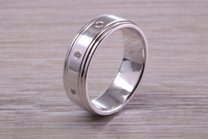 Gents 6 mm Wide Diamond set White Gold Band