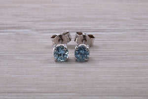 Aquamarine Solitaire Stud Earrings