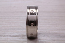 Load image into Gallery viewer, Heavy and Chunky Eight Diamond set 8 mm Wide Platinum Band