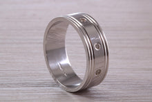 Load image into Gallery viewer, Heavy and Chunky Eight Diamond set 8 mm Wide Platinum Band