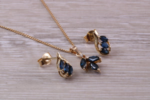 Beautiful Sapphire and Diamond Necklace with Matching Earrings