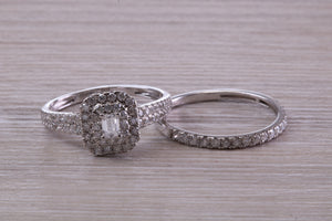 One carat Diamonds set 18ct White Gold Bridal Rings