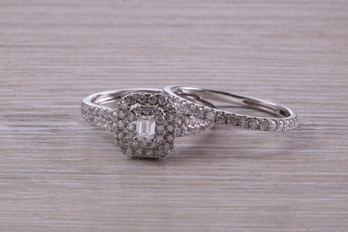 One carat Diamonds set 18ct White Gold Bridal Rings
