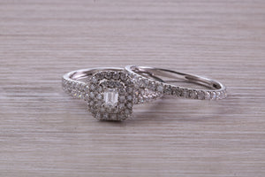 One carat Diamonds set 18ct White Gold Bridal Rings