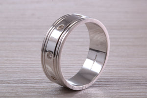 Heavy and Chunky Eight Diamond set 8 mm Wide Platinum Band