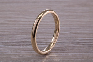 Very Minimalistic 2 mm Wide Traditional D Profile Yellow Gold Band