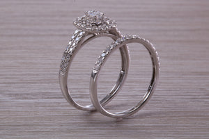 One carat Diamonds set 18ct White Gold Bridal Rings