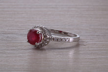Load image into Gallery viewer, One and Half carat Stunning Ruby and Diamond Halo set Ring