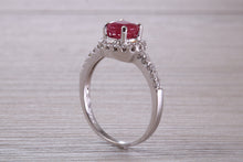 Load image into Gallery viewer, One and Half carat Stunning Ruby and Diamond Halo set Ring