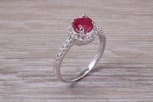 Load image into Gallery viewer, One and Half carat Stunning Ruby and Diamond Halo set Ring
