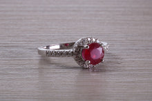 Load image into Gallery viewer, One and Half carat Stunning Ruby and Diamond Halo set Ring