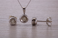 Load image into Gallery viewer, Diamond set Solitaire Stud Earrings and Matching Necklace