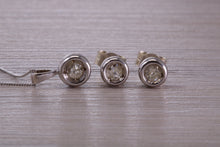 Load image into Gallery viewer, Diamond set Solitaire Stud Earrings and Matching Necklace