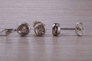 Diamond set Solitaire Stud Earrings and Matching Necklace
