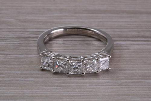 Stunning One and Quarter carat 5 Princess cut Diamonds set Platinum Ring