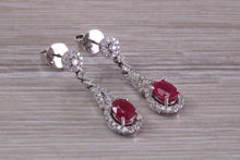 Load image into Gallery viewer, Very Dressy Ruby and Diamond set White Gold Dropper Earrings