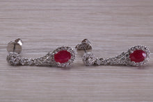 Load image into Gallery viewer, Very Dressy Ruby and Diamond set White Gold Dropper Earrings