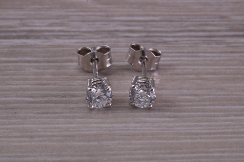 Simple Everyday Diamond Solitaire Stud Earrings in 18ct White Gold