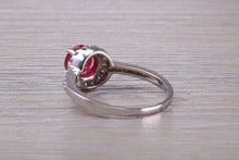 Load image into Gallery viewer, One and Half carat Stunning Ruby and Diamond Halo set Ring