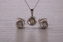 Load image into Gallery viewer, Diamond set Solitaire Stud Earrings and Matching Necklace