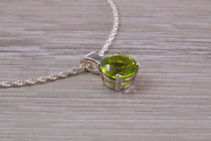 Green Peridot C Z Necklace. Made From Solid Sterling Silver