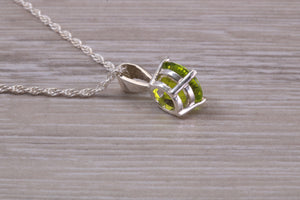 Green Peridot C Z Necklace. Made From Solid Sterling Silver