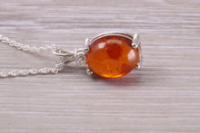 Load image into Gallery viewer, Natural Oval Cut Amber set Necklace, Made From Solid Sterling Silver