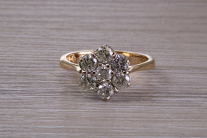 Beautiful One carat Diamond Cluster set Yellow Gold Ring