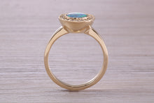 Load image into Gallery viewer, Beautiful Fiery Natural Opal and Diamonds set Gold Ring