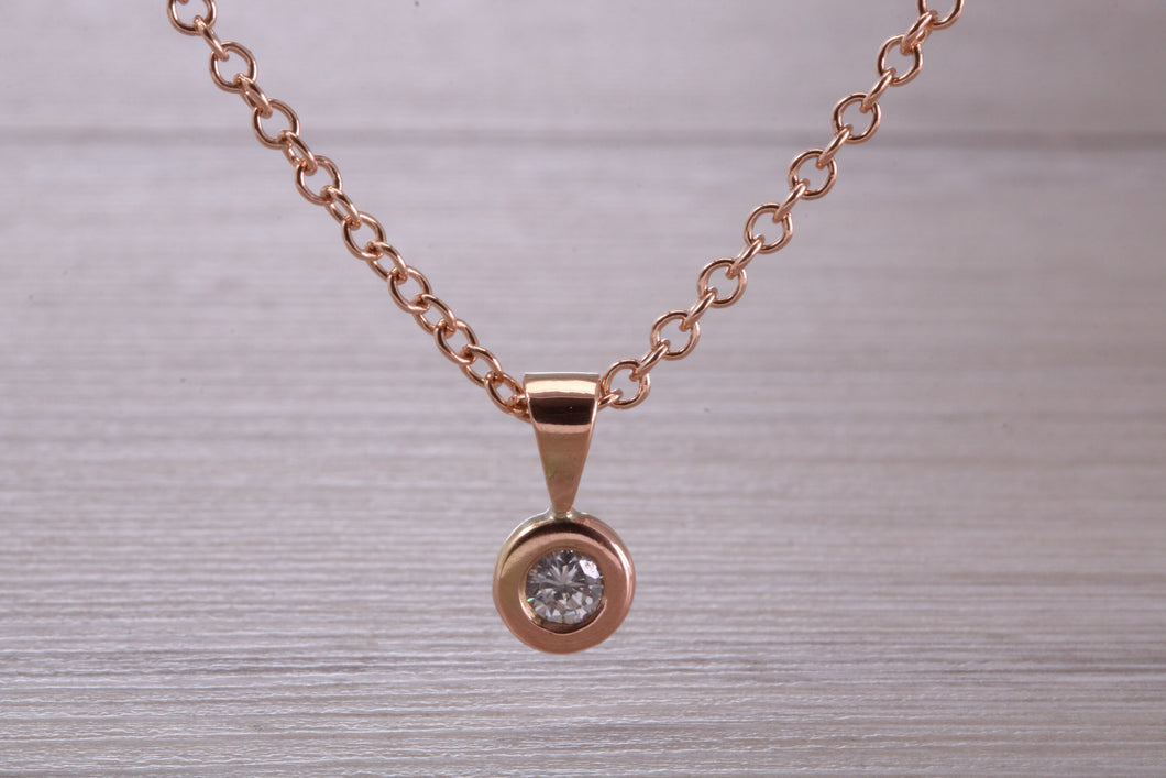 Beautiful Quarter carat Diamond set Rose Gold Necklace, also Available in your choice of Metals
