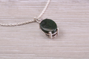 Natural Oval Cut Black Onyx Necklace, Made From Solid Sterling Silver