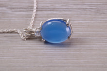 Load image into Gallery viewer, Natural Oval Cut Blue Agate set Necklace, Made From Solid Sterling Silver