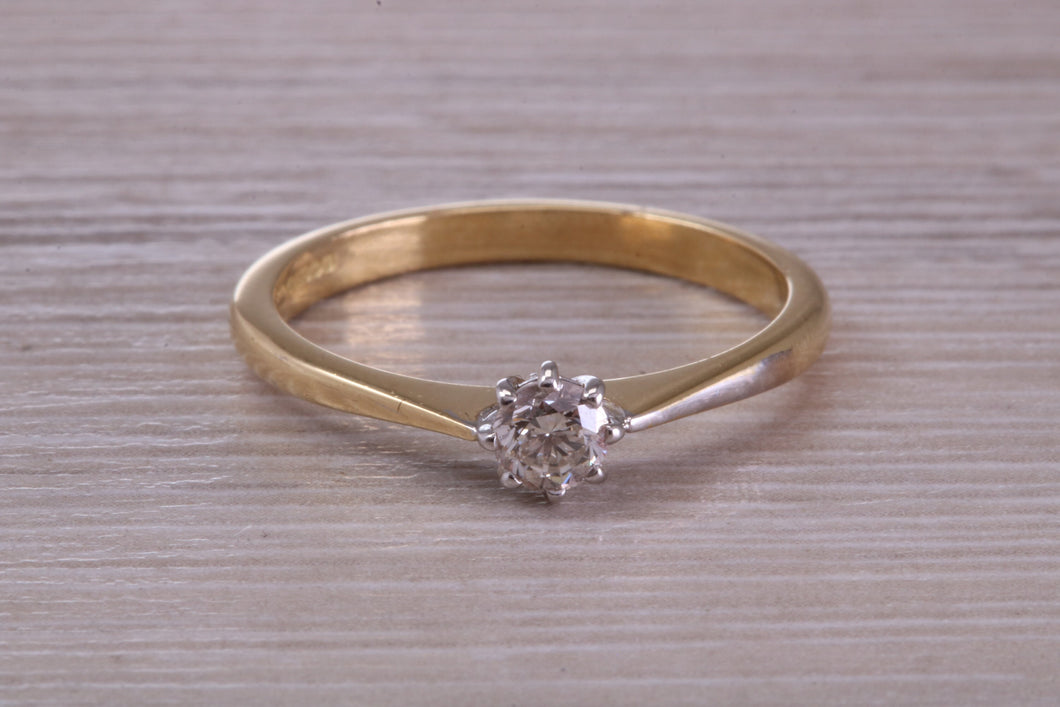 Dainty Quarter carat Diamond set 18ct Yellow Gold Solitaire