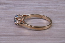 Load image into Gallery viewer, Aquamarine and Diamond set Trilogy Ring