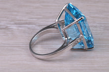 Load image into Gallery viewer, Very Very Large 50 carat Natural Blue Topaz and Diamond set White Gold Ring