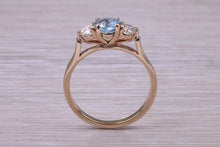 Load image into Gallery viewer, Aquamarine and Diamond set Trilogy Ring