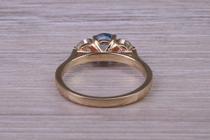 Aquamarine and Diamond set Trilogy Ring