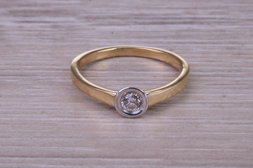 Dainty Bezel Diamond set Two Tone Gold Solitaire