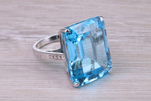 Load image into Gallery viewer, Very Very Large 50 carat Natural Blue Topaz and Diamond set White Gold Ring