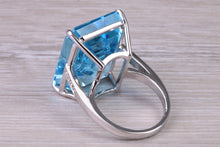 Load image into Gallery viewer, Very Very Large 50 carat Natural Blue Topaz and Diamond set White Gold Ring