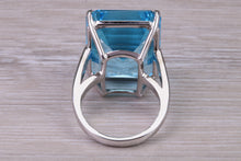 Load image into Gallery viewer, Very Very Large 50 carat Natural Blue Topaz and Diamond set White Gold Ring