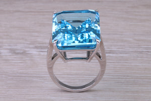 Very Very Large 50 carat Natural Blue Topaz and Diamond set White Gold Ring