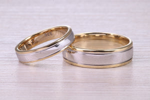 Matching Bridal His and Hers 18ct White and Yellow Gold Wedding Band