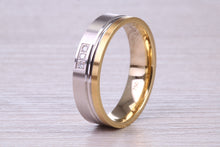 Load image into Gallery viewer, Diamond set 18ct White and Yellow Gold 6mm Wide Wedding Band