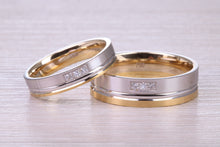 Load image into Gallery viewer, Diamond set Matching Bridal His and Hers 18ct White and Yellow Gold Wedding Bands